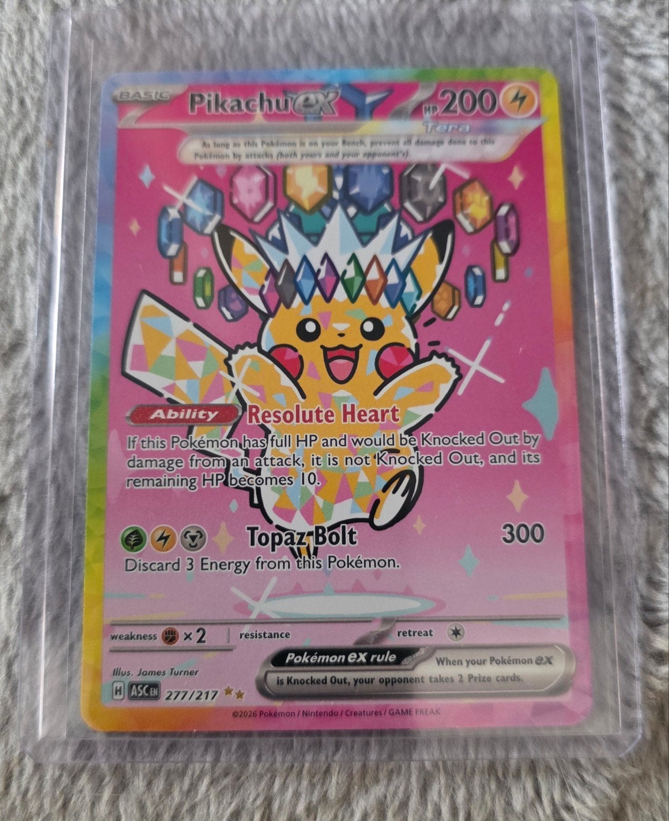 Pikachu ex 277/217 Pokémon kaart Foil., Hobby en Vrije tijd, Verzamelkaartspellen | Pokémon, Ophalen, Zo goed als nieuw, Losse kaart