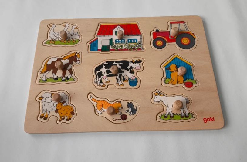 Houten boerderij puzzel, Ophalen of Verzenden, Zo goed als nieuw, Van hout, Minder dan 10 stukjes