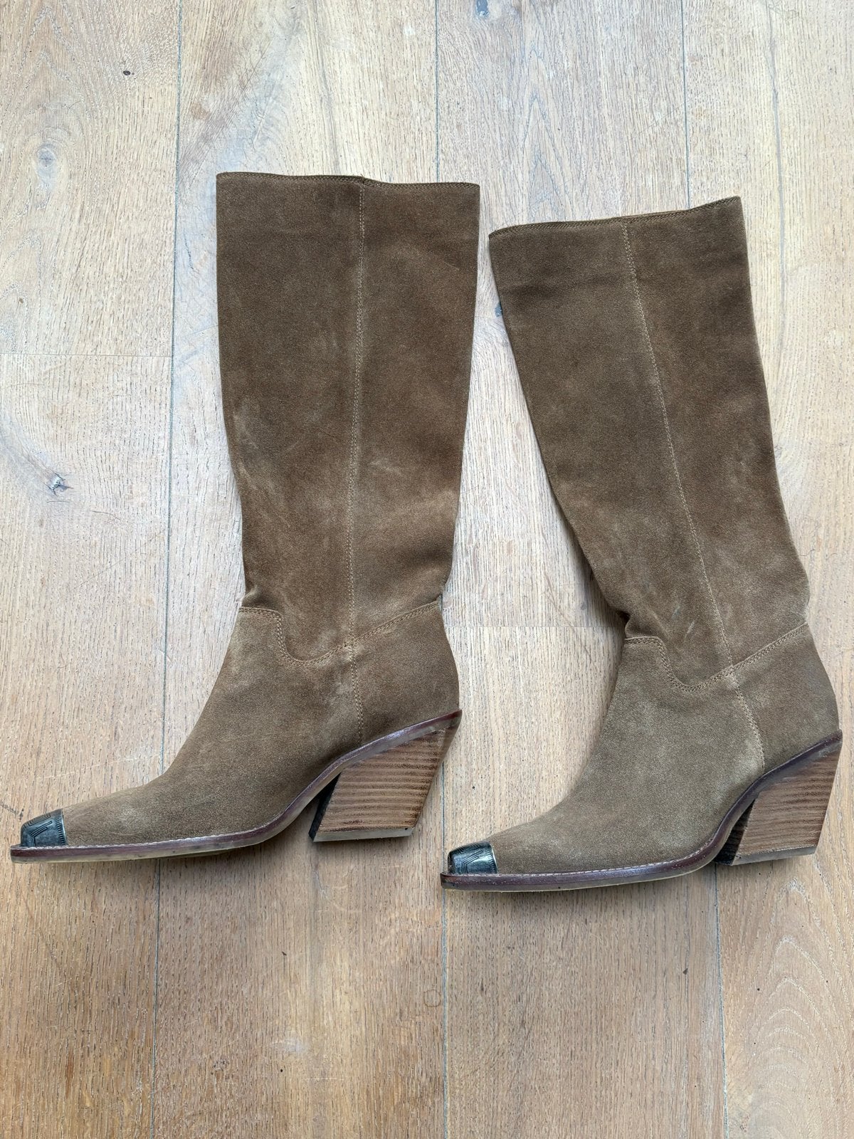Bronx bruine beige halfhoge suède (cowboy)laarzen, maat 38, Hoge laarzen, Bruin, Verzenden, Gedragen