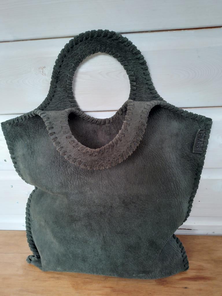 Donkergroene PM 18 leren shopper. Uniek en Handgemaakt, Sieraden, Tassen en Uiterlijk, Tassen | Damestassen, Nieuw, Ophalen of Verzenden