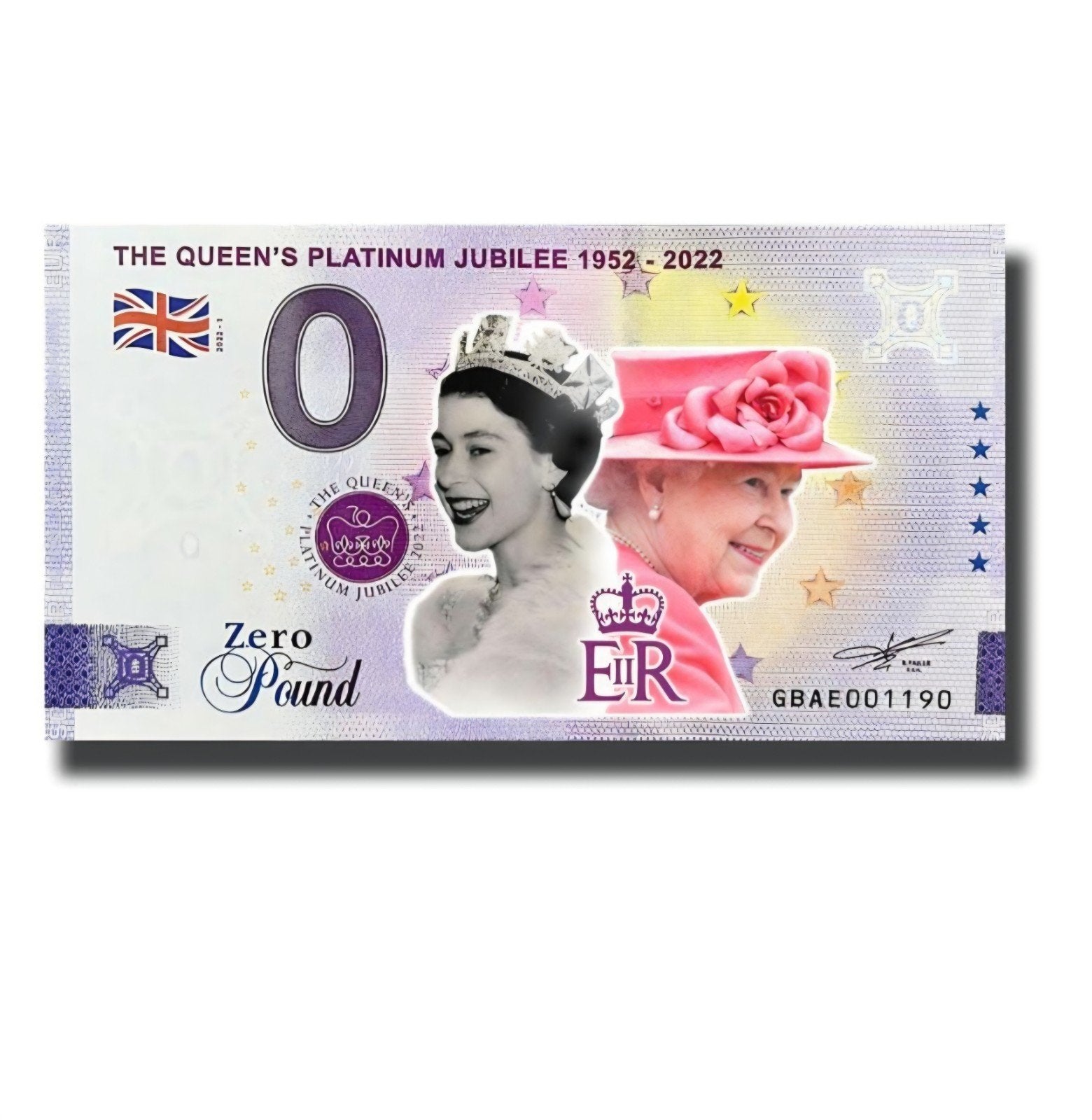 0 Euro Souvenir Biljet Queen Elisabeth Kleur, Ophalen of Verzenden