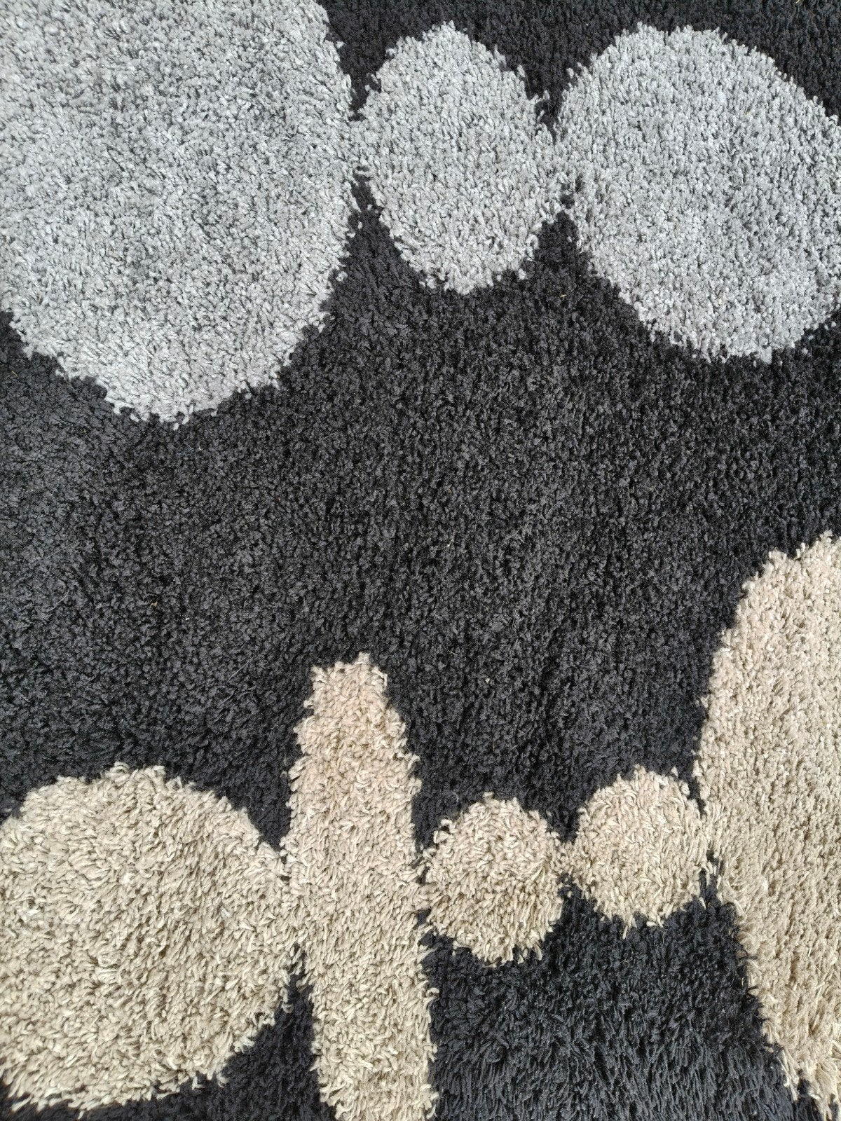 Modern Vloerkleed Zwart Grijs Beige Cirkels, Gebruikt, 100 tot 150 cm, Grijs, Ophalen of Verzenden