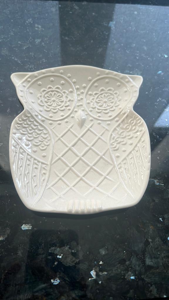Schaaltje uil aardewerk 15 cm., Ophalen of Verzenden, Zo goed als nieuw, Rond, Steen of Aardewerk