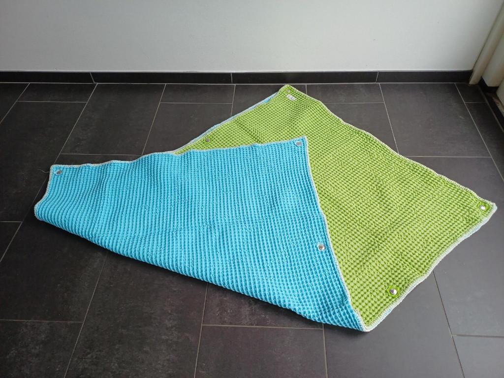 Koeka ledikantdeken - groen blauw 4 seizoenen 125x85cm, Kinderen en Baby's, Ophalen, Zo goed als nieuw, 100 cm of meer, Deken