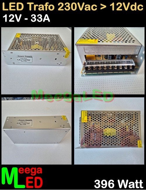 LED Trafo Voeding Adapter Driver 230V > 12V 33A = 396W - O, Metaal, Overige merken, Nieuw, Overige fittingen