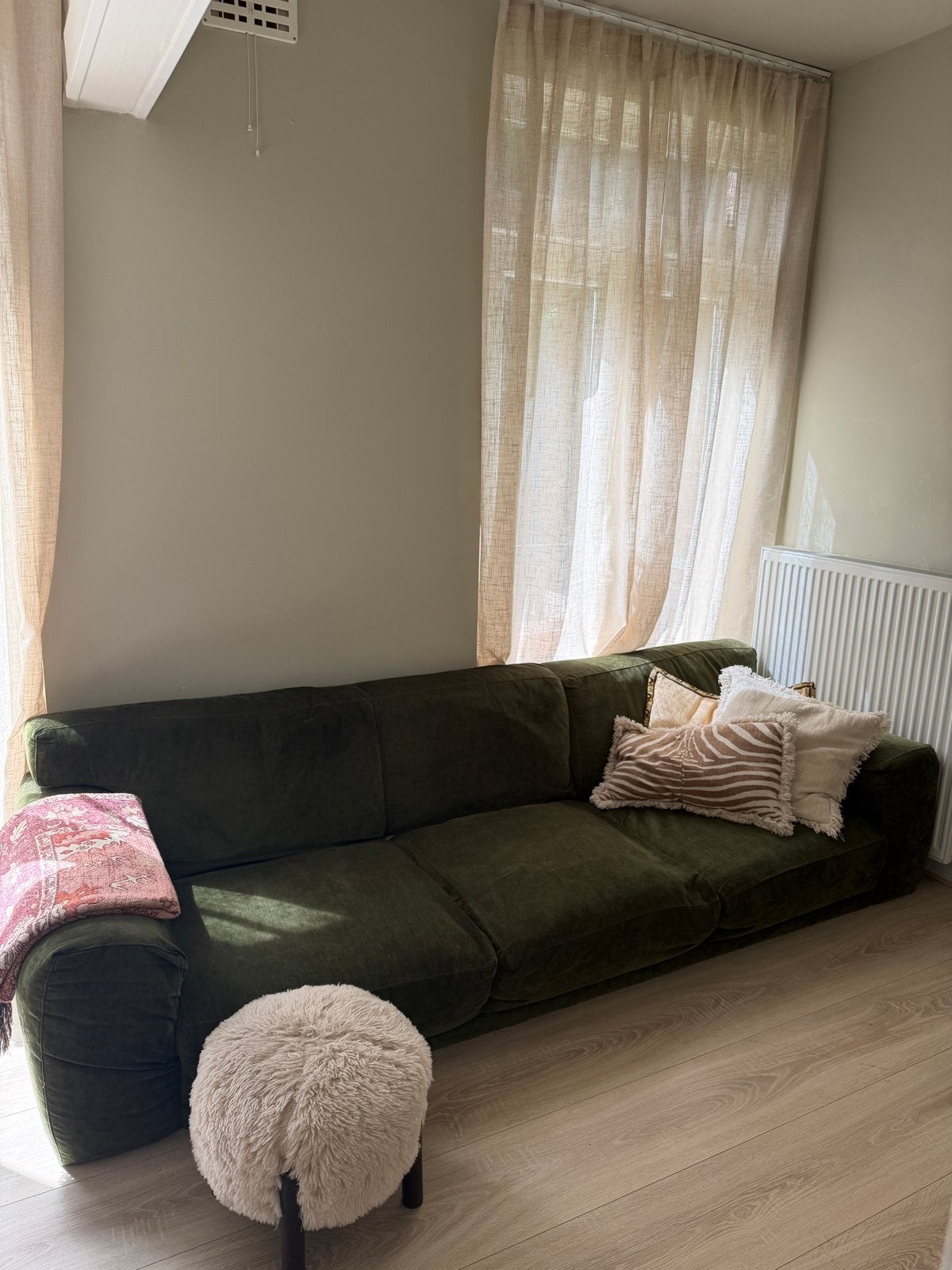 Donkergroene loungebank - L260 x B90 x H66, Ophalen, 250 tot 300 cm, Gebruikt, 75 tot 100 cm