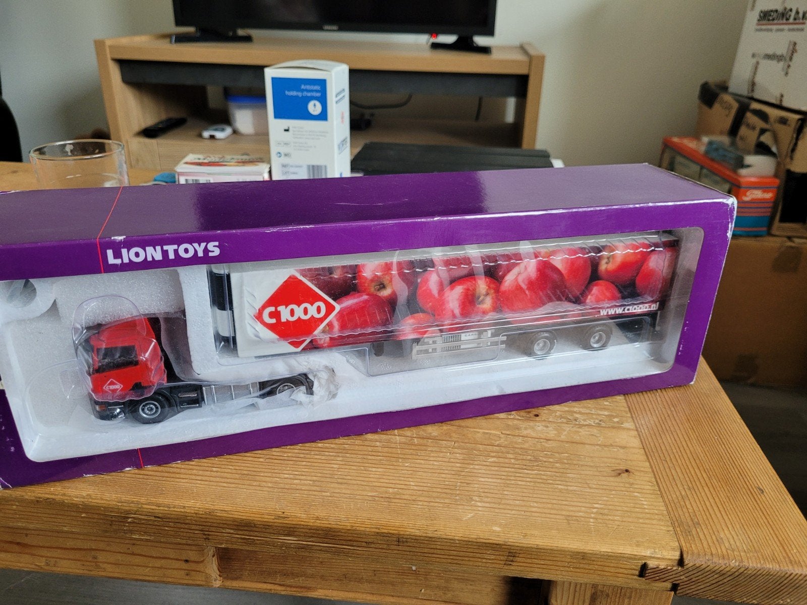 scania met C1000 oplegger, Hobby en Vrije tijd, Modelauto's | 1:50, Tekno, Zo goed als nieuw, Tekno, Bus of Vrachtwagen