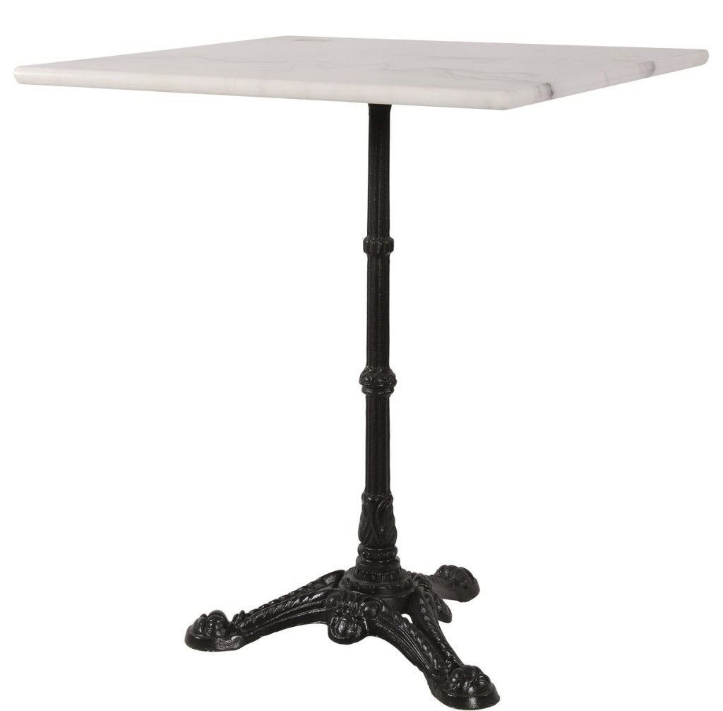 Marmeren tafel vierkant 60 x 60 cm met gietijzer onderstel, Ophalen of Verzenden, Nieuw
