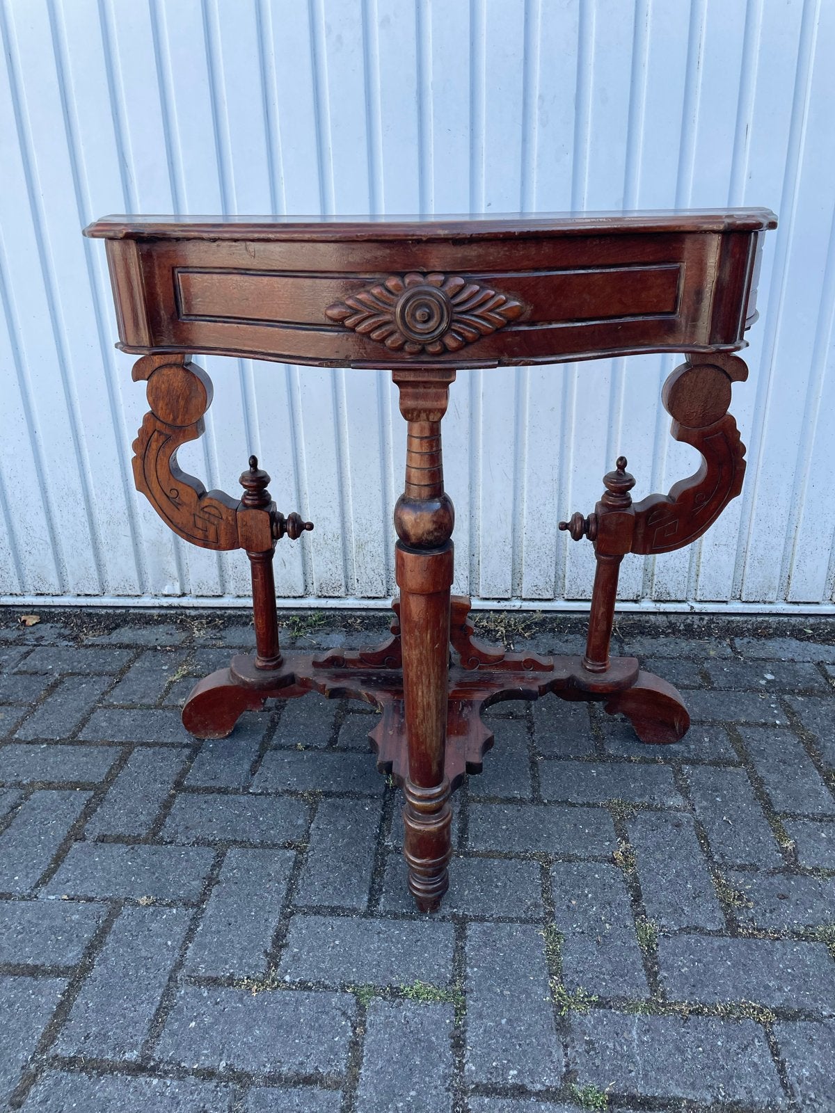 Antieke Halve Maan Console Tafel - Massief Hout, Ophalen