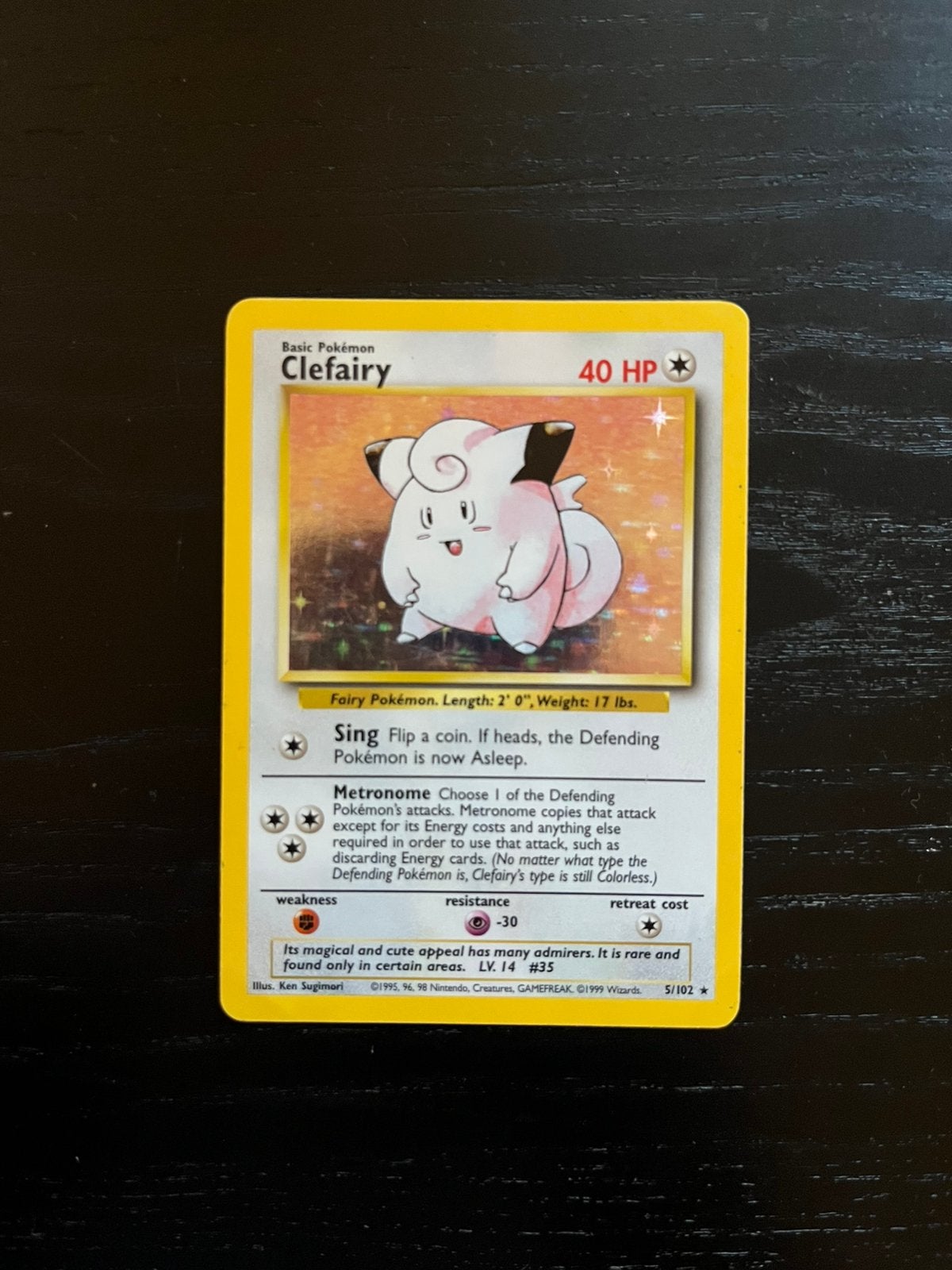 Clefairy holo 5/102 - Base set, Ophalen of Verzenden, Zo goed als nieuw, Losse kaart