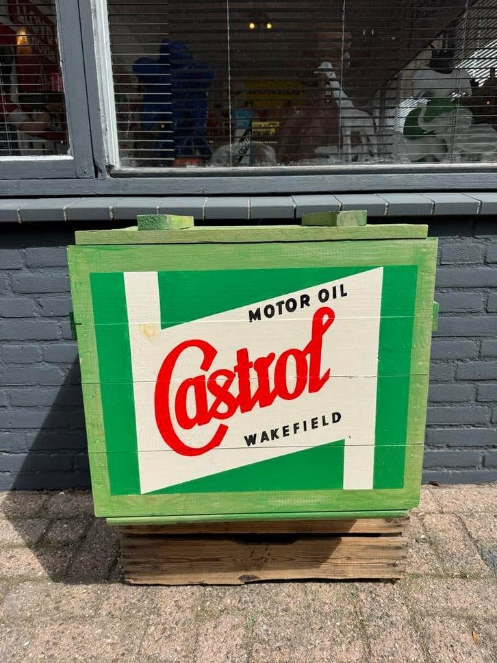 Vintage Castrol Motor Oil Houten Kist - Decoratief, Gebruikt, Gebruiksvoorwerp, ., Ophalen of Verzenden