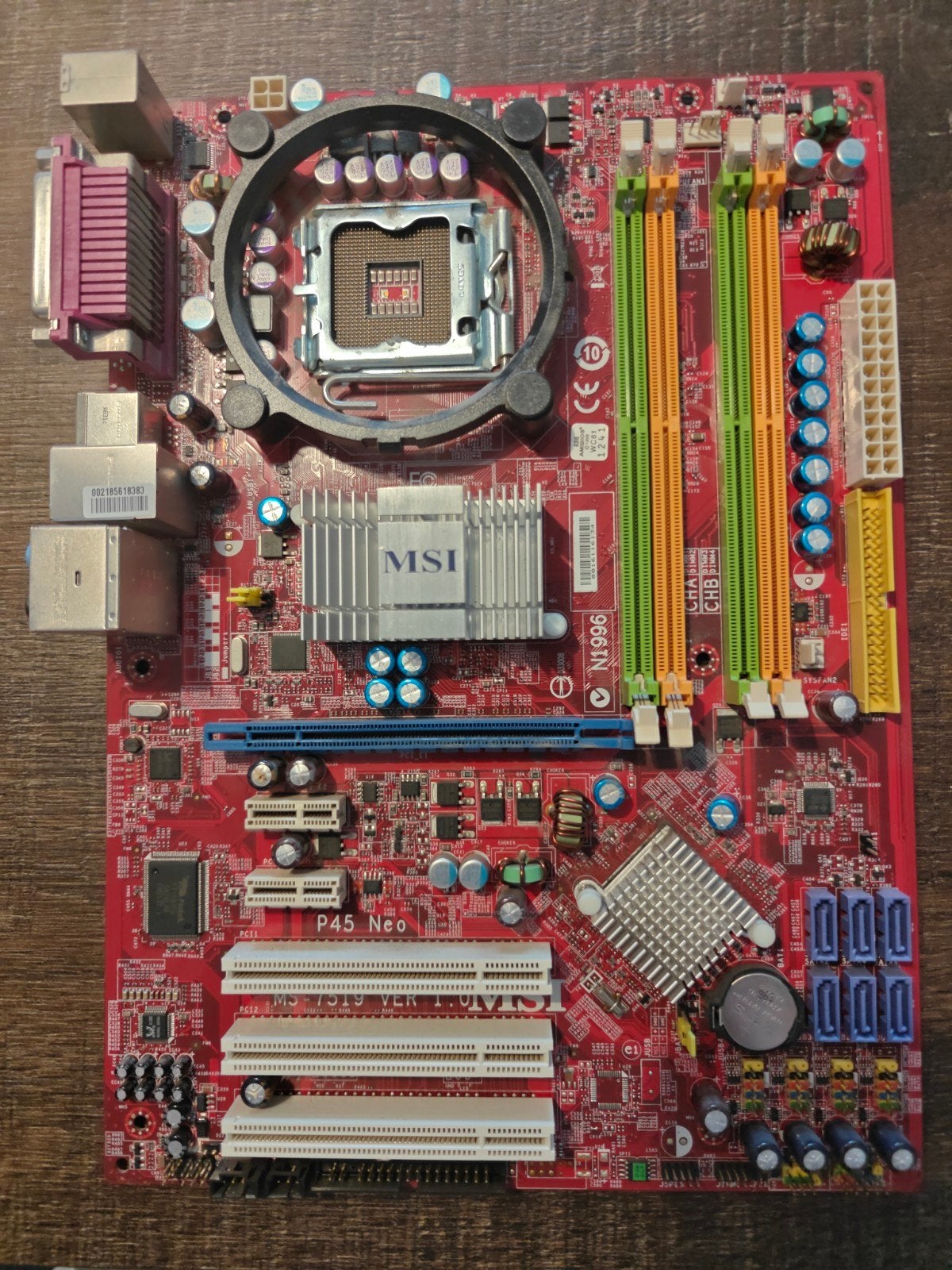 MSI P45 Neo Moederbord - MS-7519 VER 1.0, Computers en Software, Moederborden, Gebruikt, Ophalen of Verzenden, DDR2, ATX