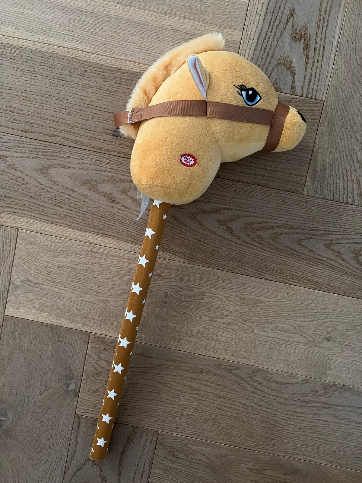 Pluche stokpaardje met geluid - galop en hinniken, Ophalen, Zo goed als nieuw, Jongen of Meisje
