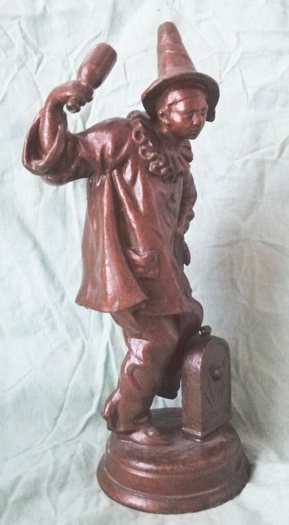 Oud metalen beeldje Laveloze Pierrot, Antiek en Kunst, Ophalen of Verzenden
