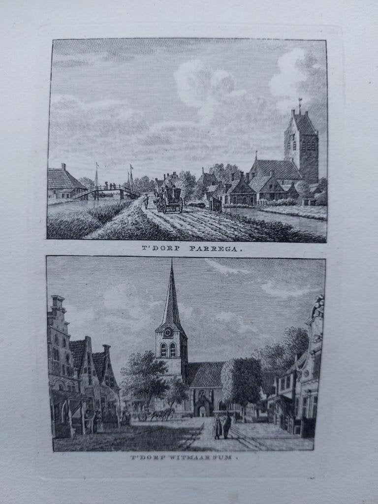 326-327/ Dorp Parrega en Witmaarsum Gravure uit 1790, Ophalen of Verzenden