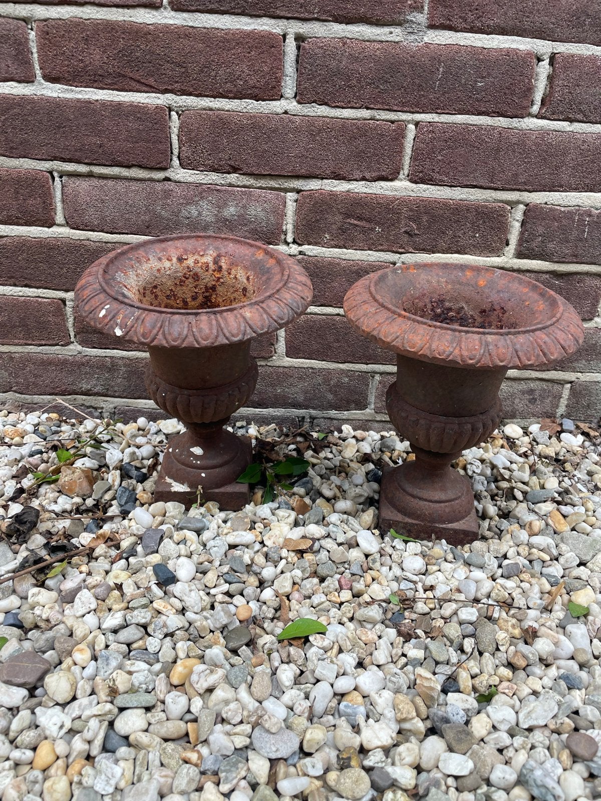 Set van 2 gietijzeren plantenbakken, Tuin en Terras, Ophalen, Gebruikt, Rond, Metaal