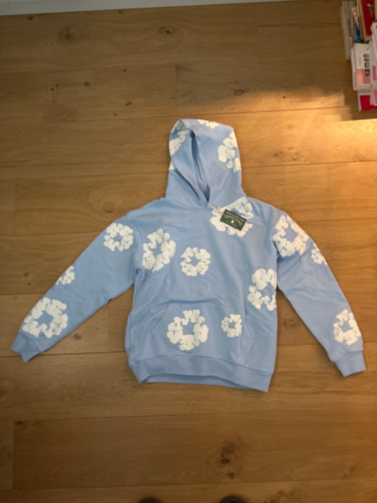 Denim Tears Mono Cotton Wreath hoodie - Blauw Maat L, Ophalen of Verzenden, Nieuw, Maat 52/54 (L), Blauw