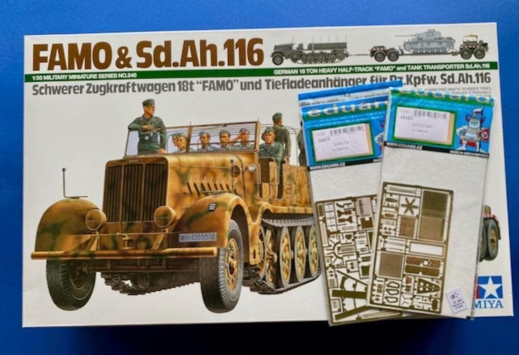 Tamiya	35246 18ton Half-Track "Famo" & Trailer 1/35 & 2 PE, Overige merken, Tank, Groter dan 1:32, Nieuw