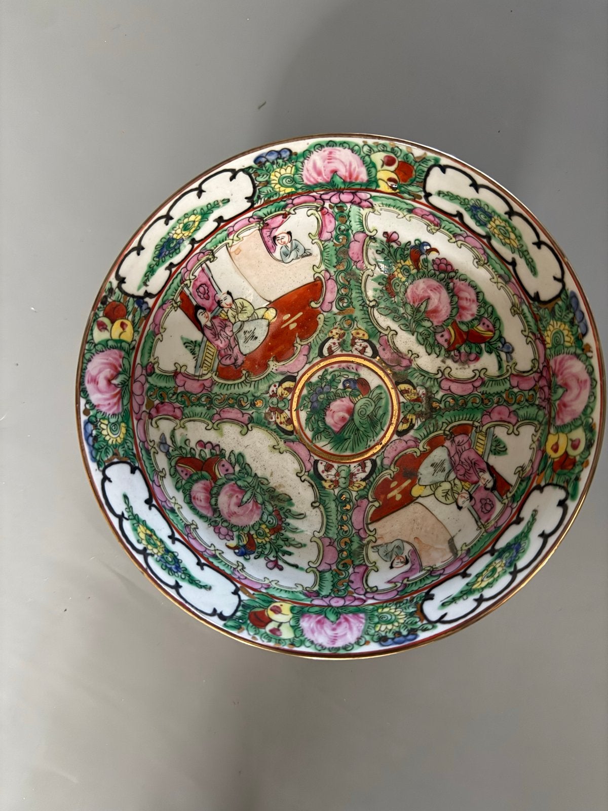 Antieke Chinese kom, Rose Medallion stijl, handgeschilderd, Ophalen