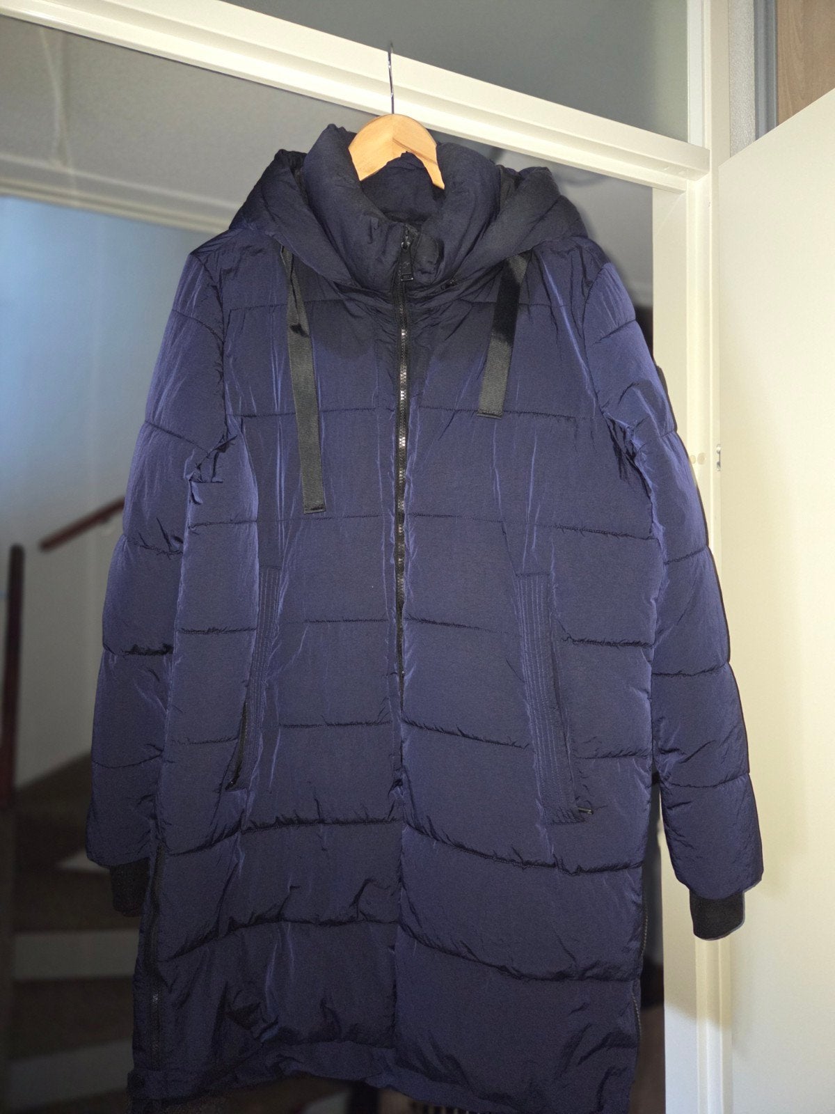Geisha lange dames winterjas metallic look maat XL/42, Geisha, Blauw, Maat 42/44 (L), Ophalen of Verzenden