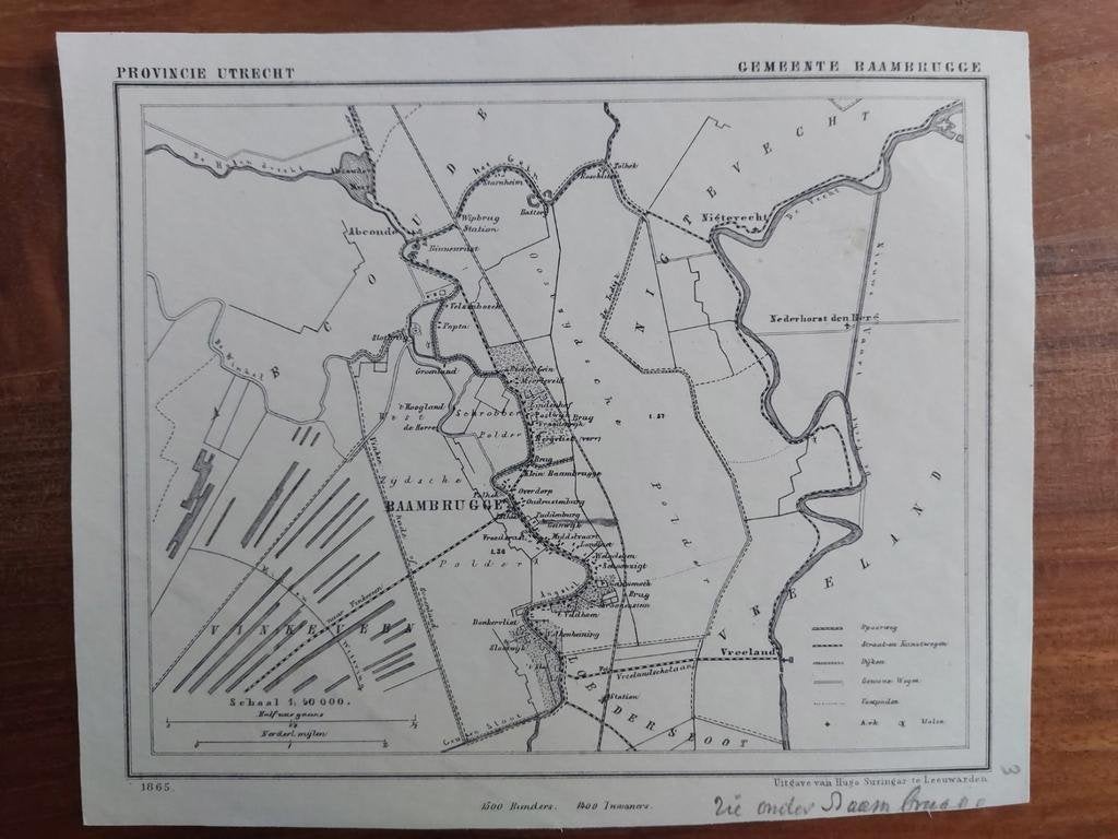 3 / Baambrugge Nigtevecht Abcoude Litho 1865 van J. Kuyper, Ophalen of Verzenden