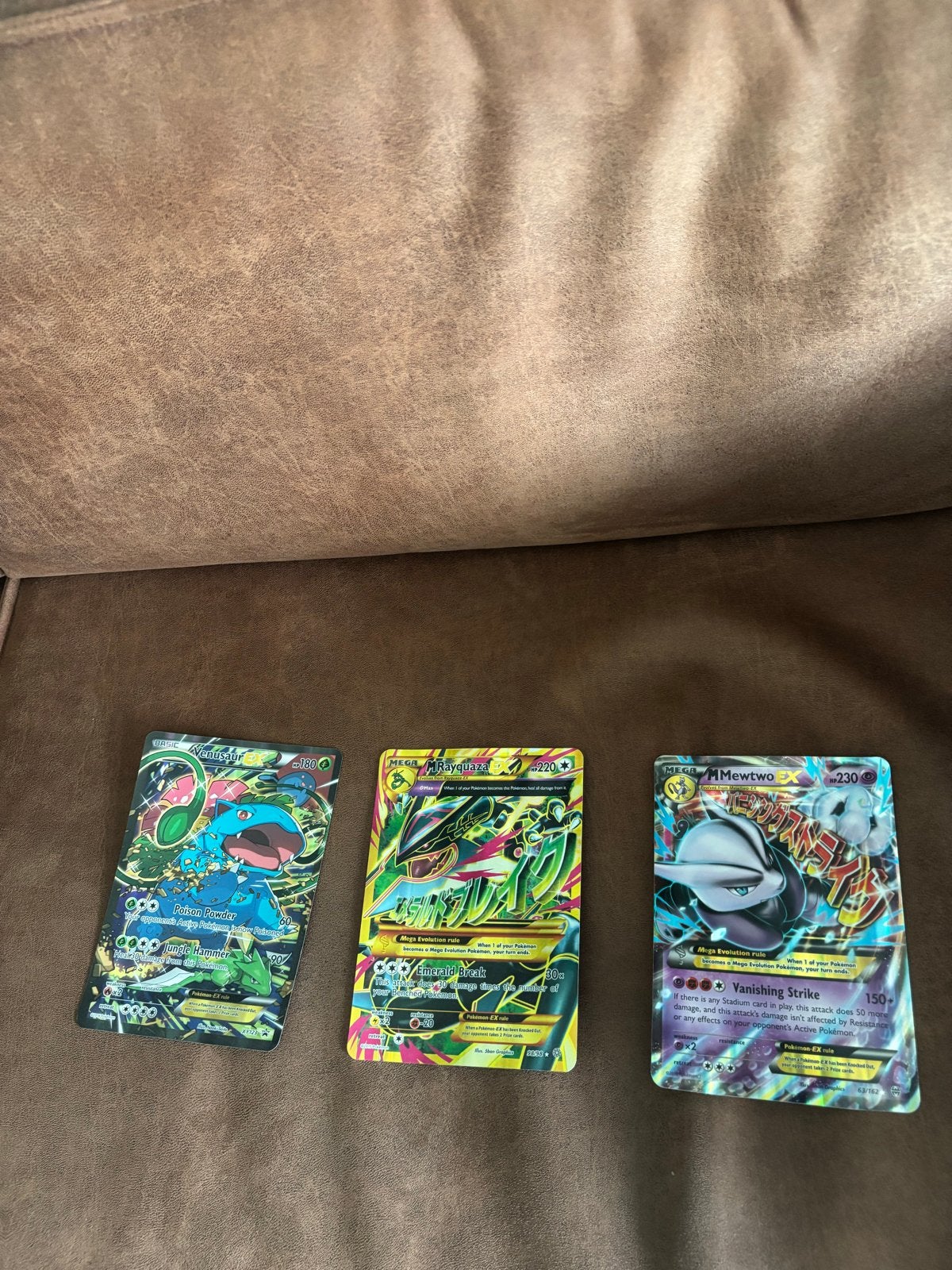 Pokémon kaarten: Mega Venusaur EX, Mega Rayquaza EX, Mewtwo, Ophalen of Verzenden, Gebruikt, Meerdere kaarten