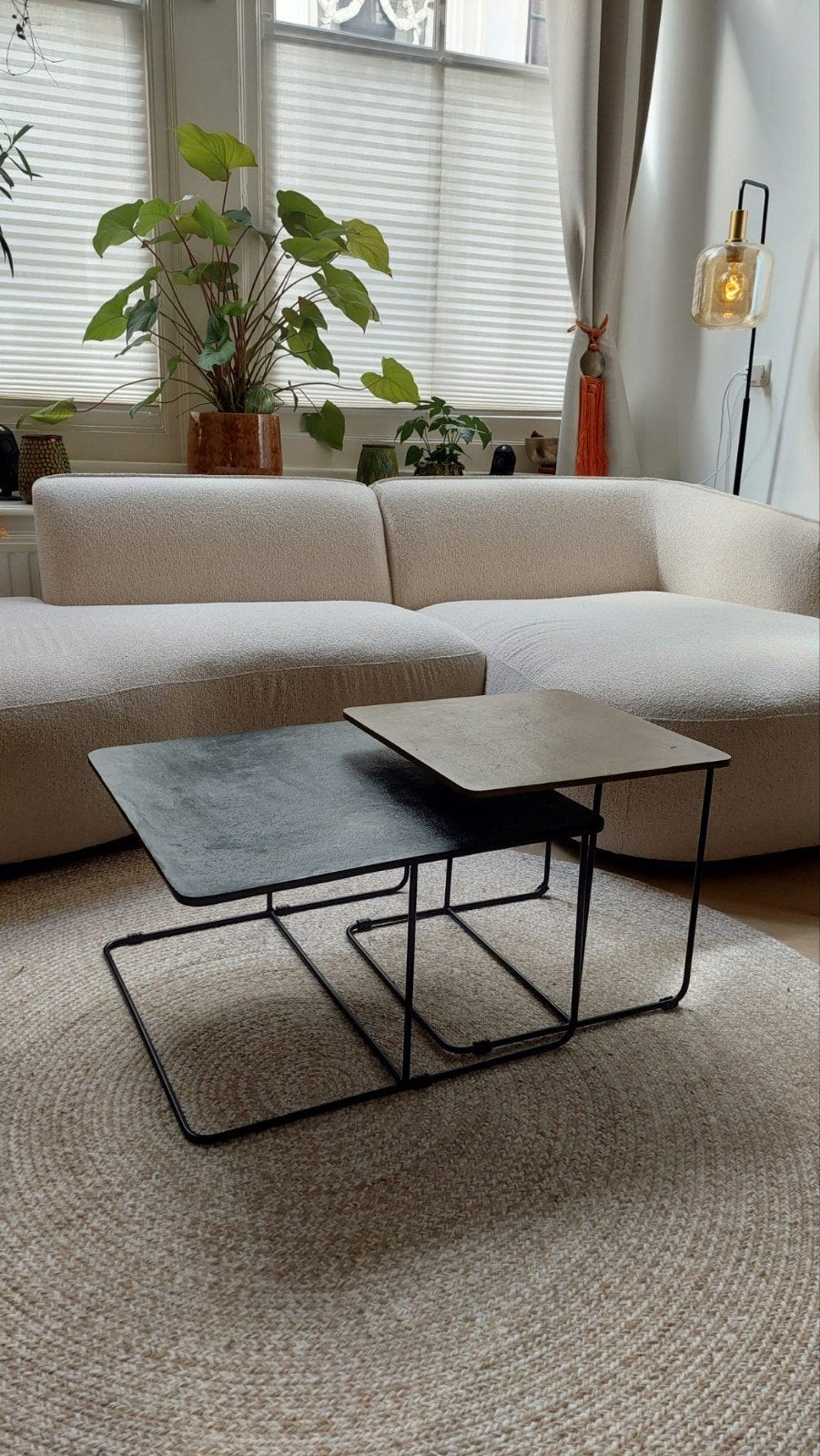Set van 2 moderne bijzettafels, zwart en elegant  mat goud, Huis en Inrichting, Tafels | Salontafels, Ophalen, Minder dan 50 cm