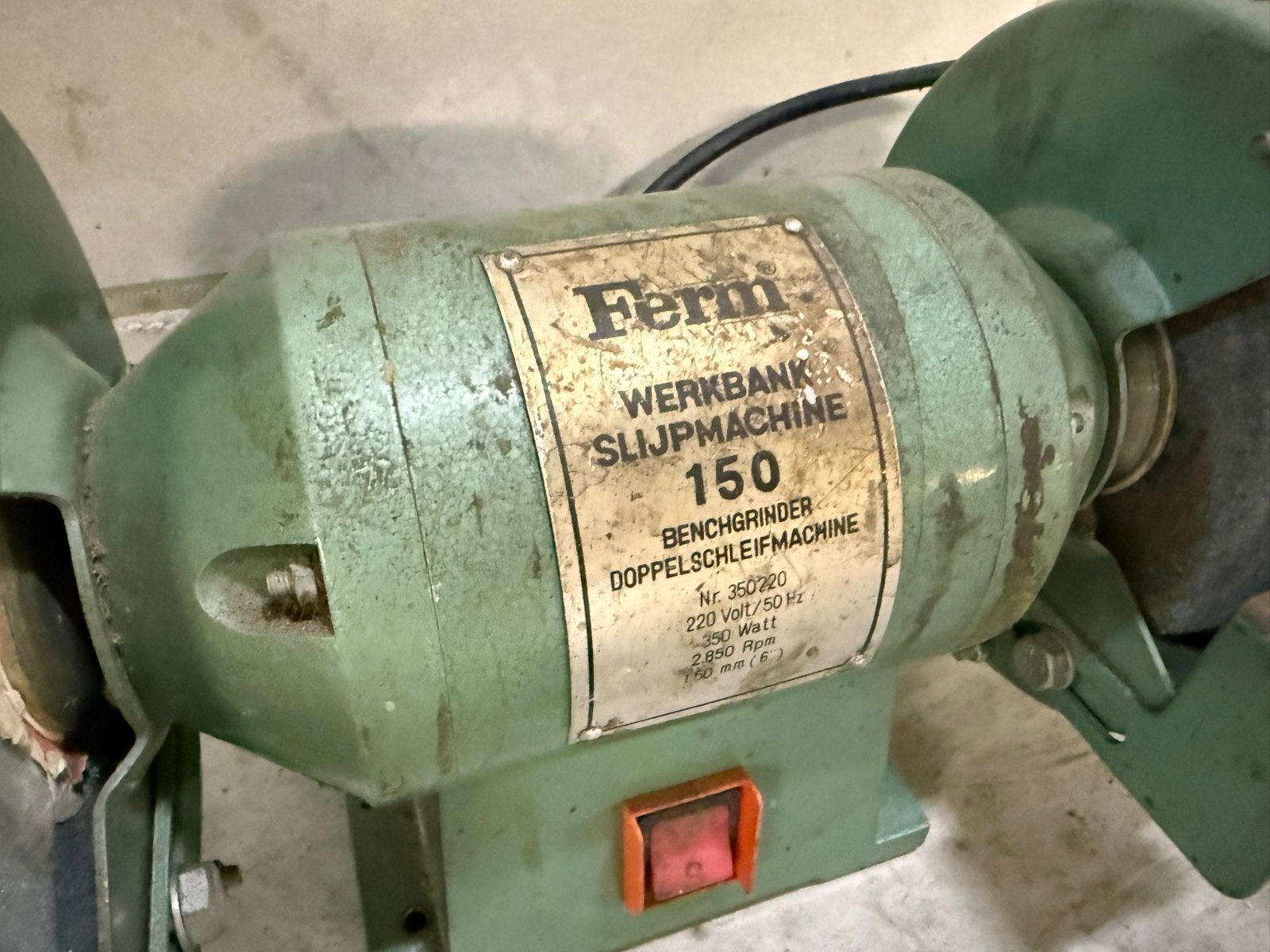 Ferm Werkbankslijpmachine 150 mm - 350W, Ophalen of Verzenden, Gebruikt, Minder dan 700 watt, Werkbankslijpmachine