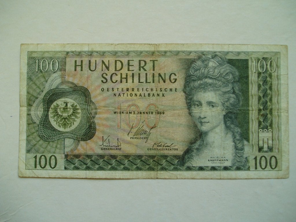 630. Oostenrijk, 100 schilling 1969(1970) Angelika Kaufmann., Verzenden, Oostenrijk, Los biljet