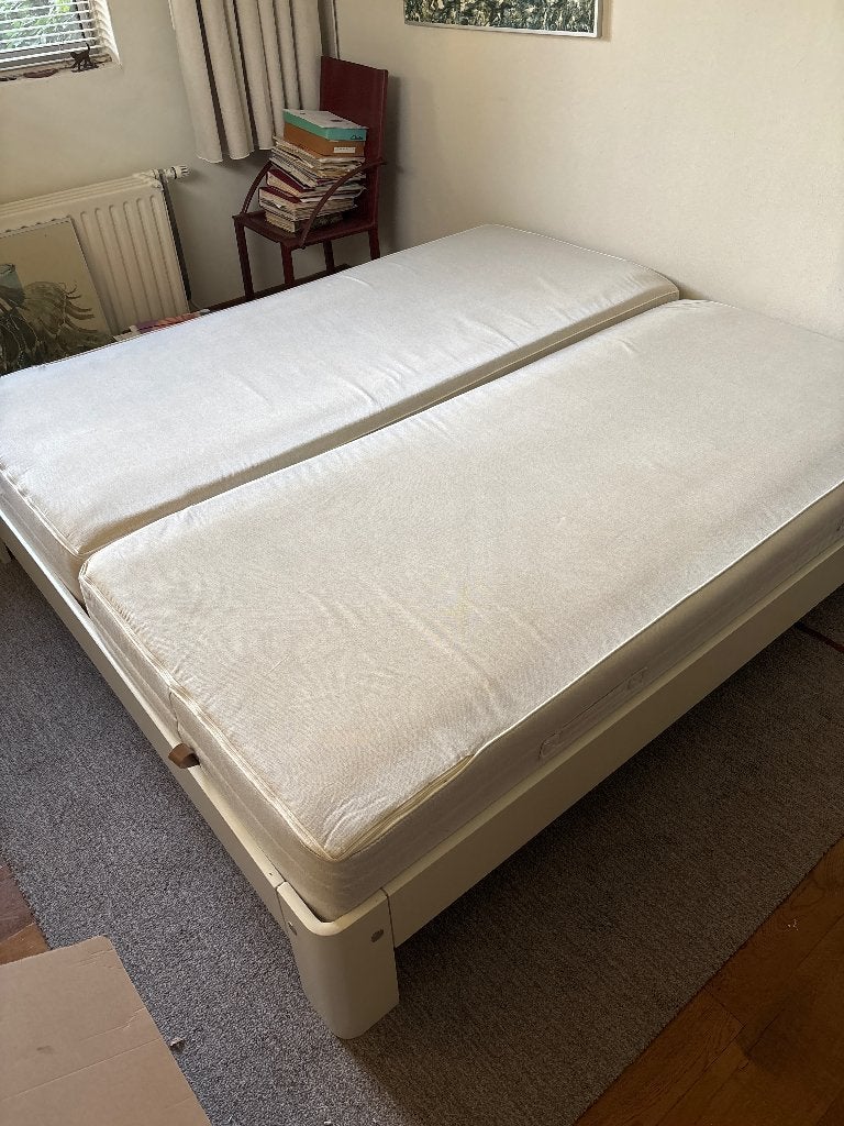 Auping auronde 2 persoonsbed, Ophalen, Wit, Tweepersoons, 180 cm