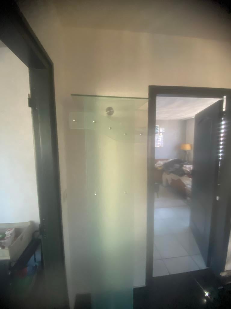 Glazen kapstok met plankje, Ophalen, Gebruikt, Glas, Wandkapstok