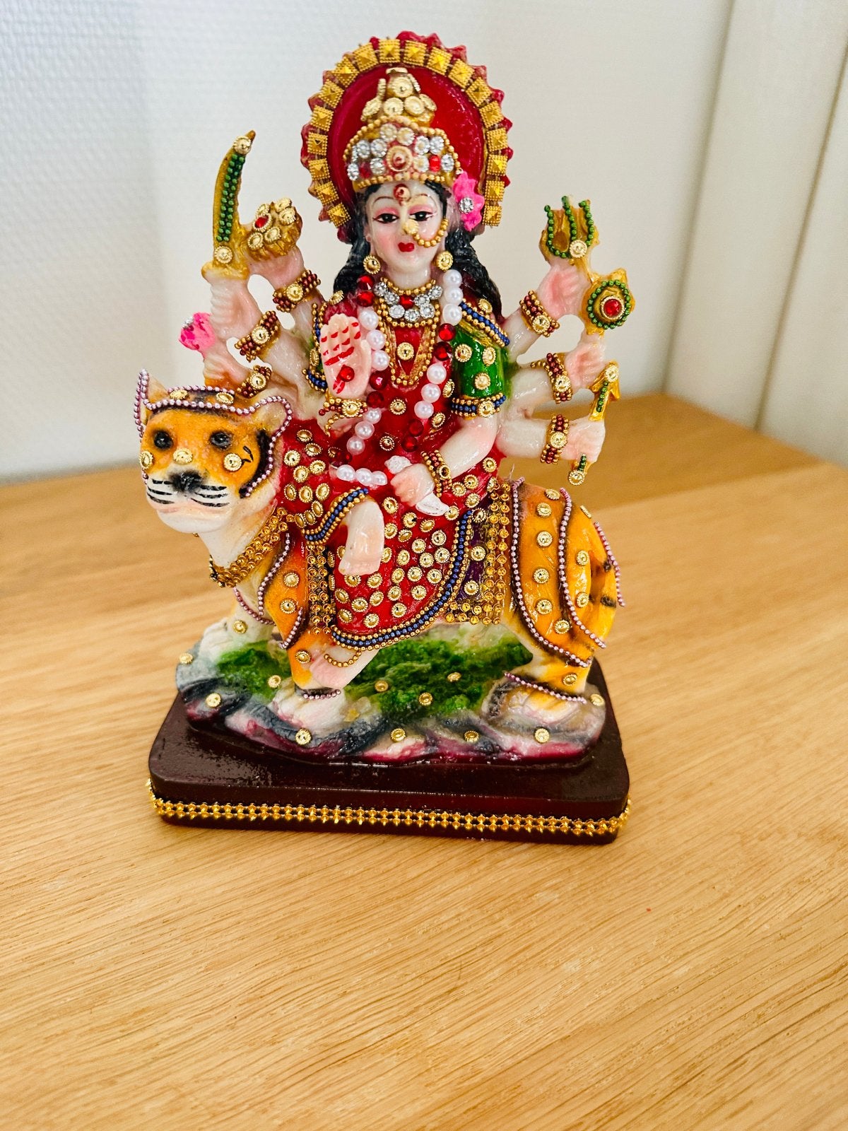 Murti van godin Durga op tijger en Shiva familie, Verzamelen, Beelden en Beeldjes, Ophalen, Zo goed als nieuw, Religie