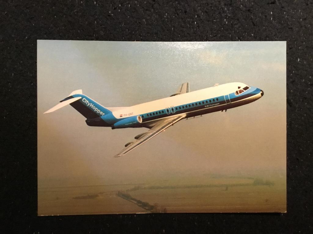 CityHopper Fokker F-28 Ansichtkaart - NLM Luchtvaart, Ophalen of Verzenden, Kaart, Foto of Prent