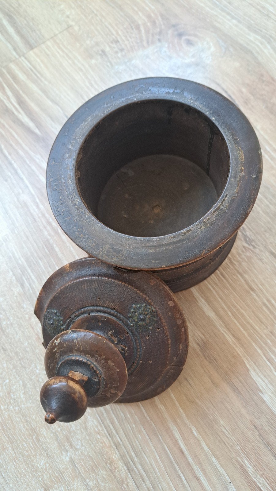 Antieke Nederlands houten tabakspot, Ophalen of Verzenden