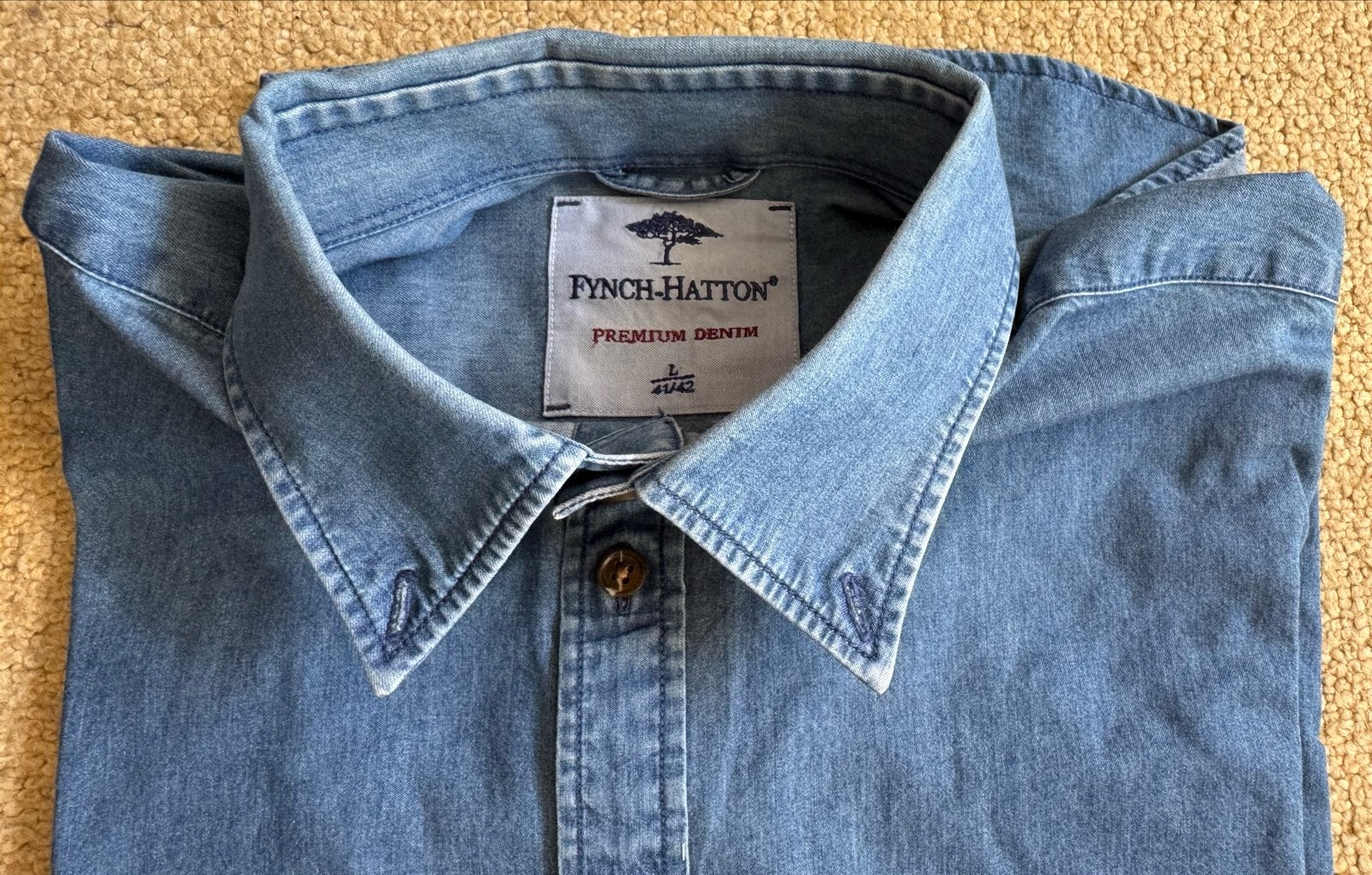 Fynch-Hatton Premium Denim overhemd, L 41/42, als nieuw, Ophalen of Verzenden, Zo goed als nieuw, Blauw, Halswijdte 41/42 (L)
