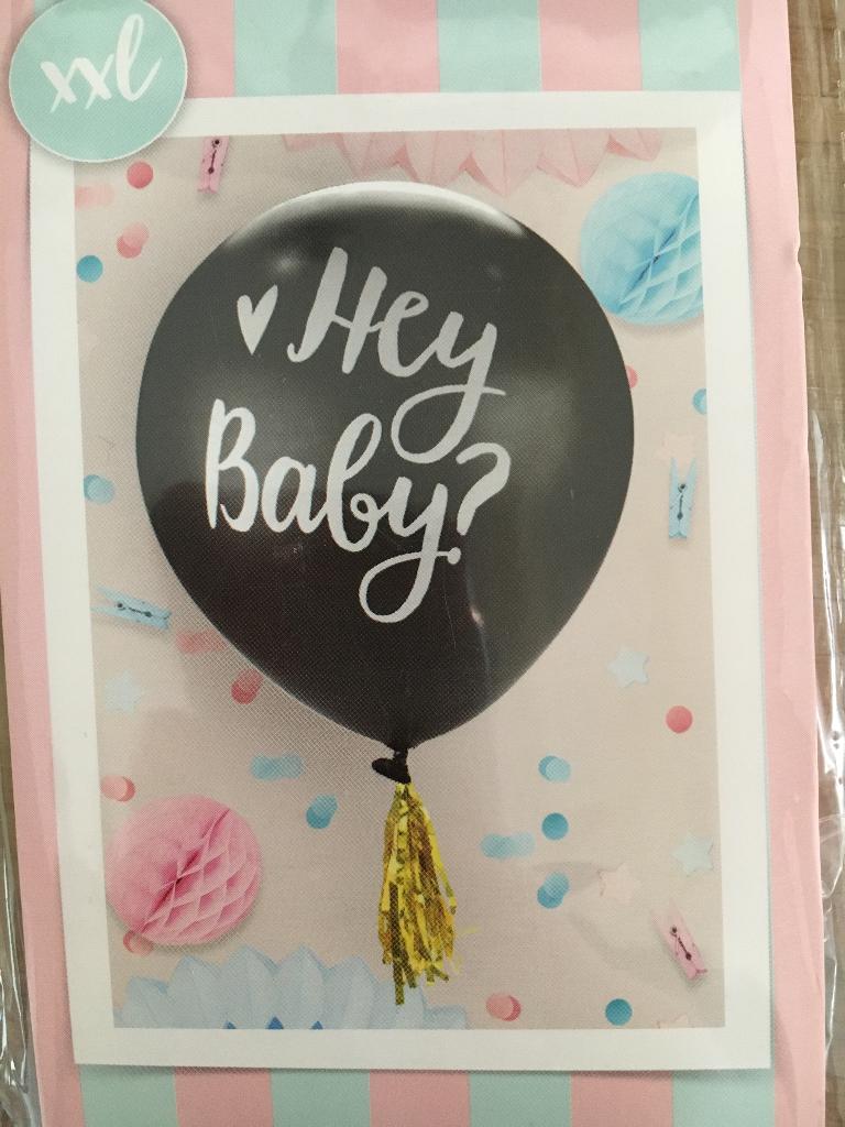 Gender Reveal ballon Hey Baby? | ballon jongen of meisje, Ophalen of Verzenden, Nieuw, Feestartikel, Geboorte of Huwelijk