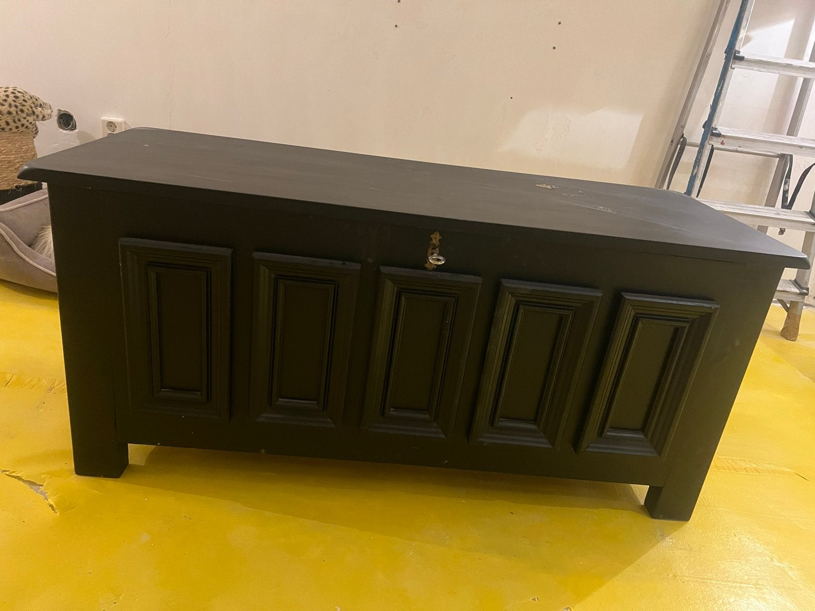 Houten klepkist met sierlijsten - opknapper, Huis en Inrichting, Ophalen, 50 – 75, Gebruikt, Minder dan 50 cm