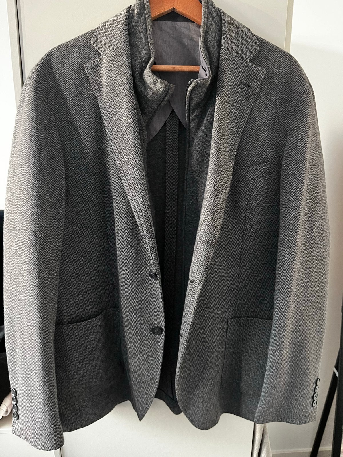 Cortefiel Grijs Jasje/Blazer - Maat L/XL, Ophalen of Verzenden, Zo goed als nieuw, Maat 52/54 (L), Grijs