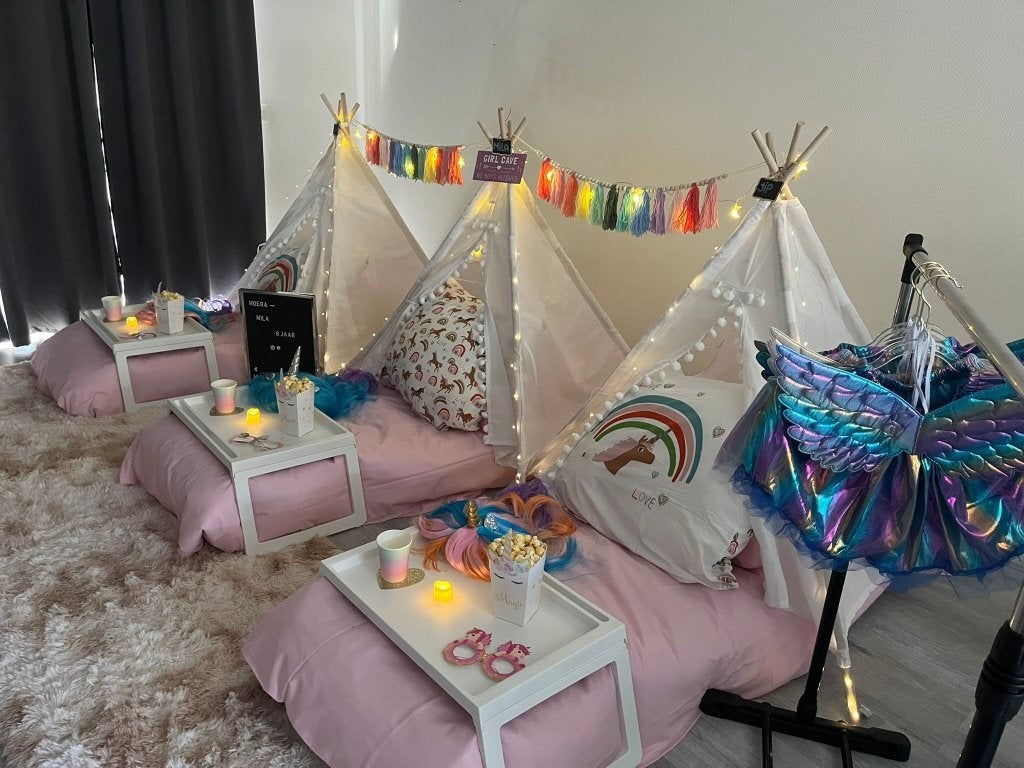Slaapfeestje kinderen Eenhoorn thema, Hobby en Vrije tijd, Feestartikelen | Verhuur, Ophalen, Zo goed als nieuw, Verjaardag