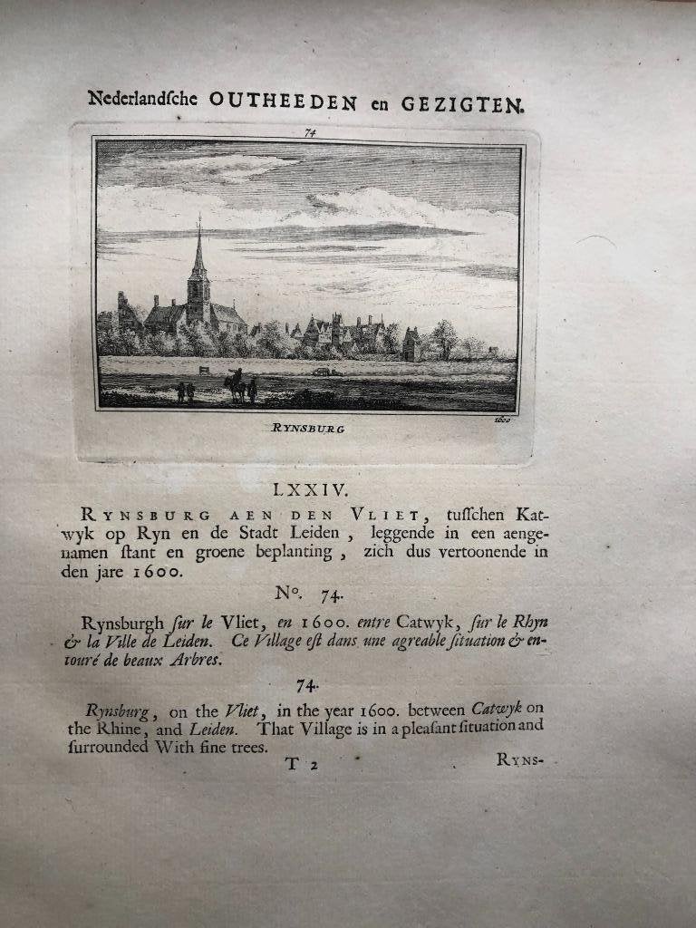 074 / Rijnsburg Kopergravure 1731, Antiek en Kunst, Ophalen of Verzenden