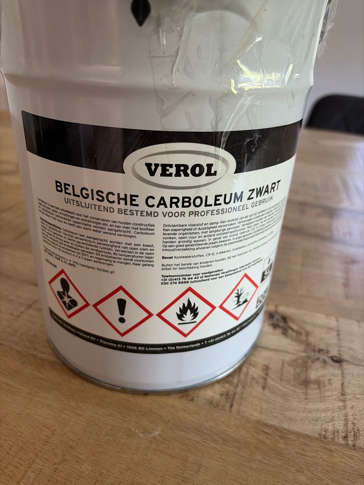 Verol Belgische Carboleum Zwart 5 L , niet open gemaakt, Ophalen, 5 tot 10 liter, Zwart, Nieuw