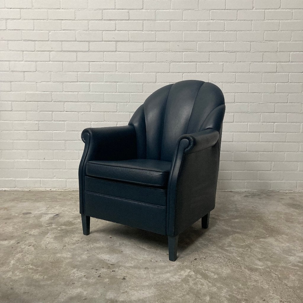 Vintage leren art deco clubfauteuil club fauteuil stoel leer, Huis en Inrichting, Ophalen, Gebruikt, 50 tot 75 cm, Leer