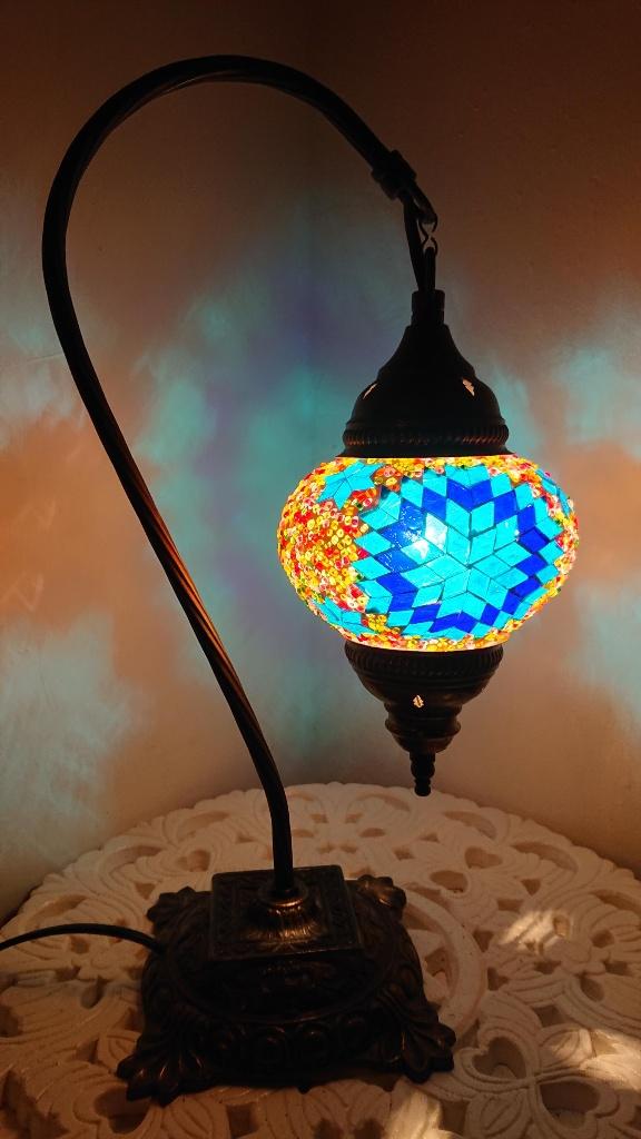 Diverse Oosterse Arabische tafellamp zwanenhals glasmozaiek, Oosters Arabisch 1001nacht Boho Ibiza Marrakech Marokkaans Turks