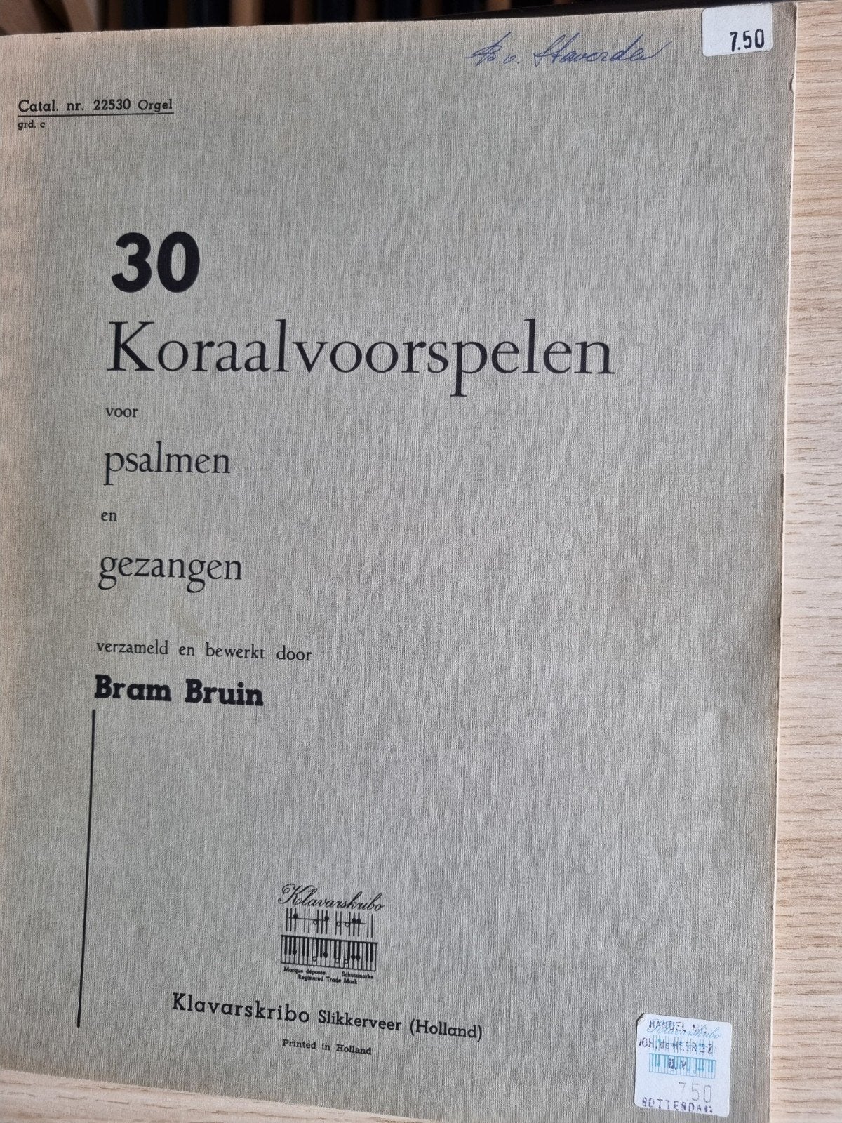 klavarskribo, Bram Bruin, 30 koraalbew., Ophalen of Verzenden, Zo goed als nieuw, Artiest of Componist, Klassiek