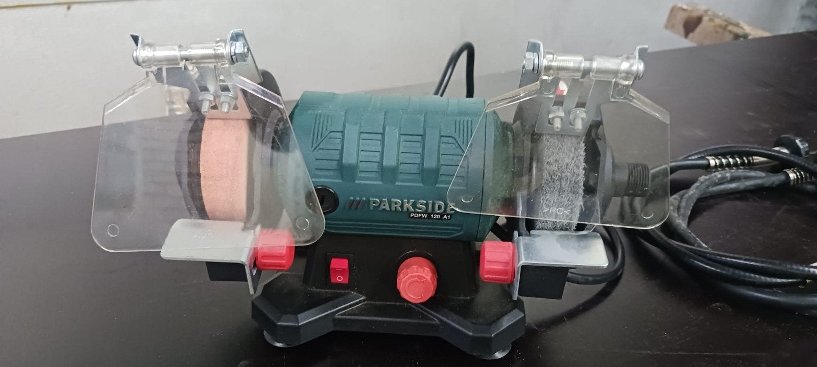 Nieuw: Parkside Bankslijpmachine met Dremel Opzetstuk, Ophalen, Gebruikt, Minder dan 700 watt, Werkbankslijpmachine