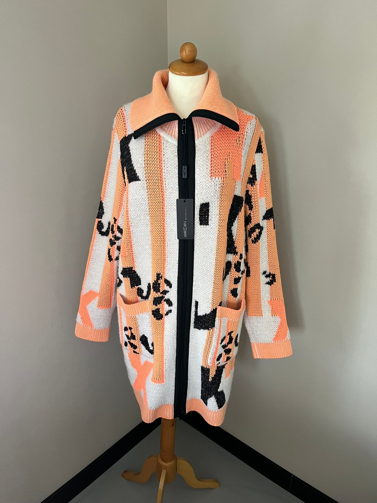 Nieuw! Marccain vest oranje zwart wit N4 40, Ophalen of Verzenden, Nieuw, Maat 42/44 (L), Oranje