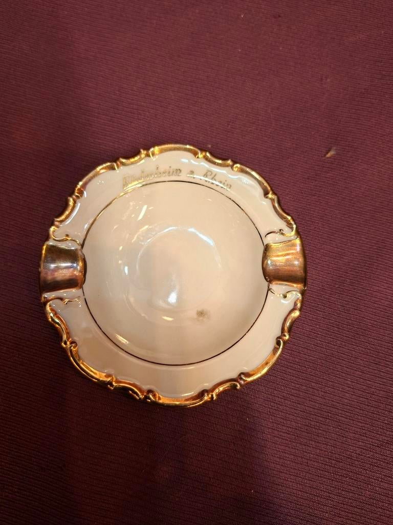 ALKA Bavaria Rudelsheim asbak crème met goud, 9,5 cm, Antiek en Kunst, Ophalen of Verzenden