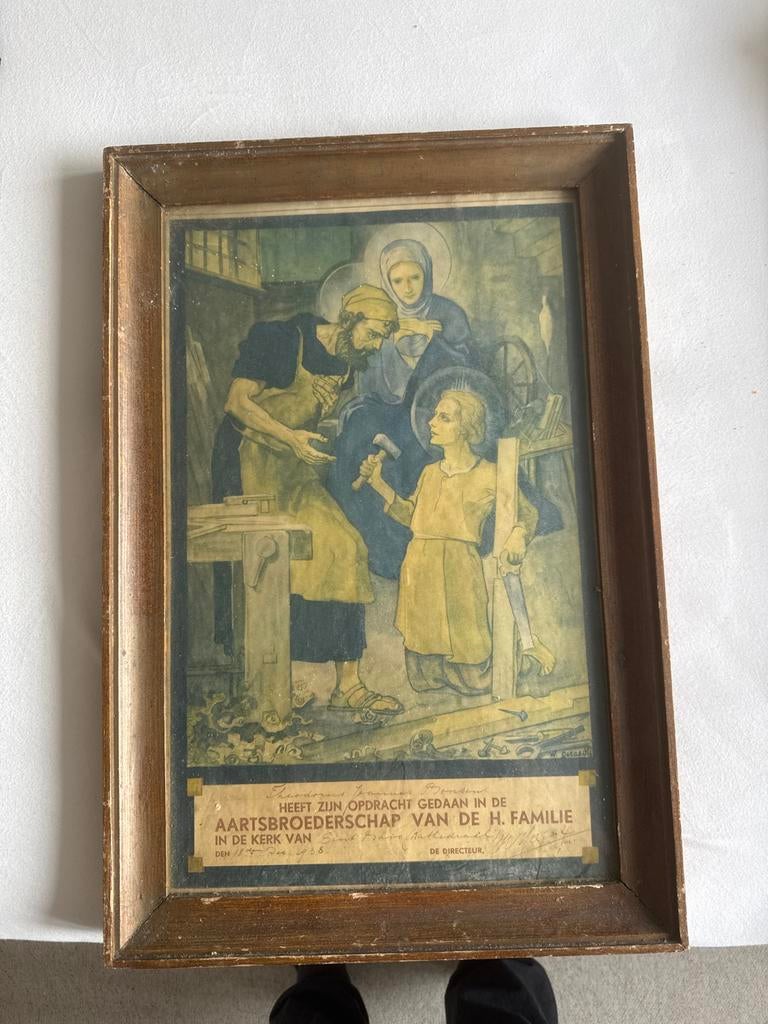 !! Antiek Schilderij Heilige Familie - 1938 !!, Ophalen of Verzenden