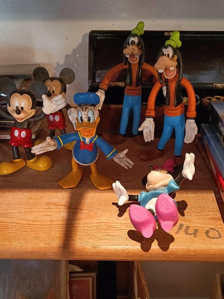 6 vintage rubberen Disney figuren., Verzamelen, Disney, Ophalen, Donald Duck, Beeldje of Figuurtje