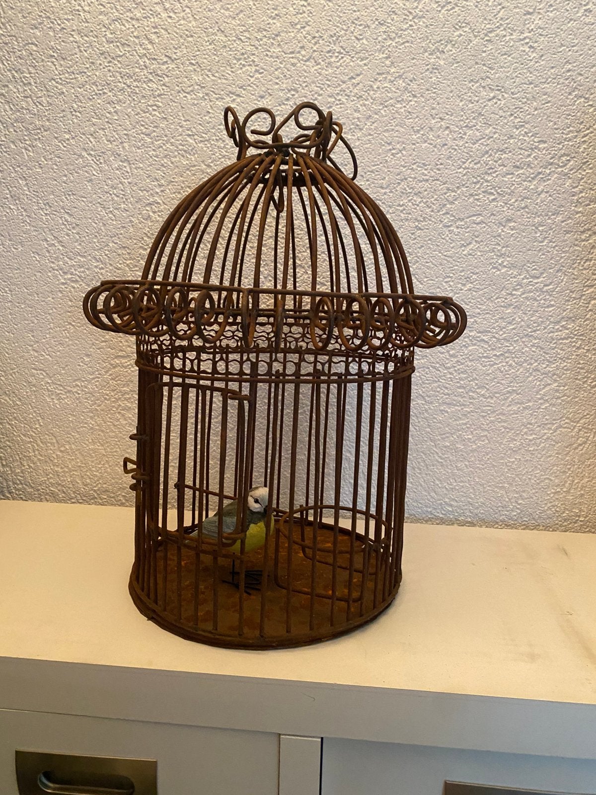 Antieke metalen vogelkooi als sier of voor plant, Ophalen